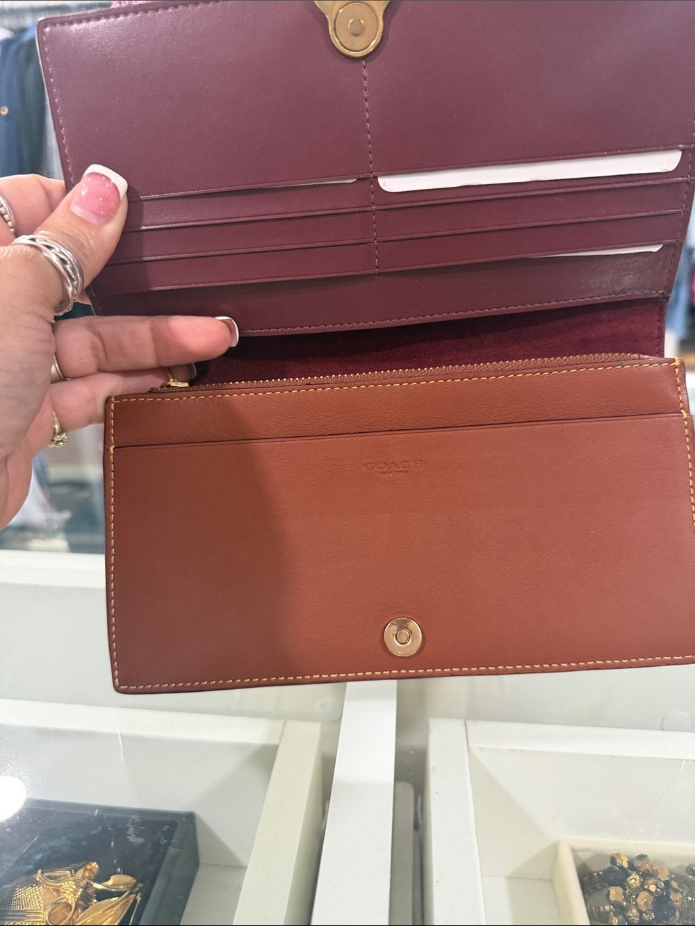Coach Brown Leather Wallet with Gold Tone Hardware - Picture 3 of 7